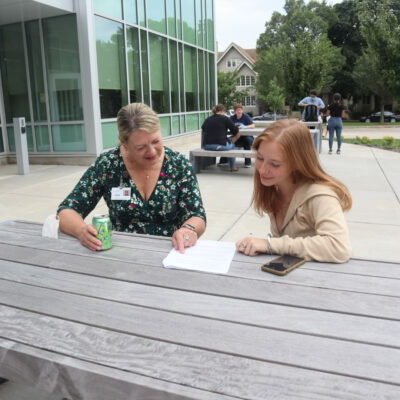 Student meeting with her advisor.